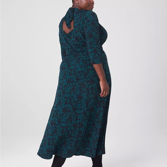 Lane Bryant Tie-Neck Open Back Midi Dress - Ikat Animal - Picture 2 of 7
